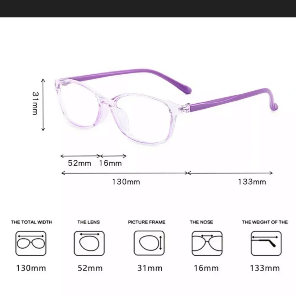 Kids anti blue light‎ glasses pink frames